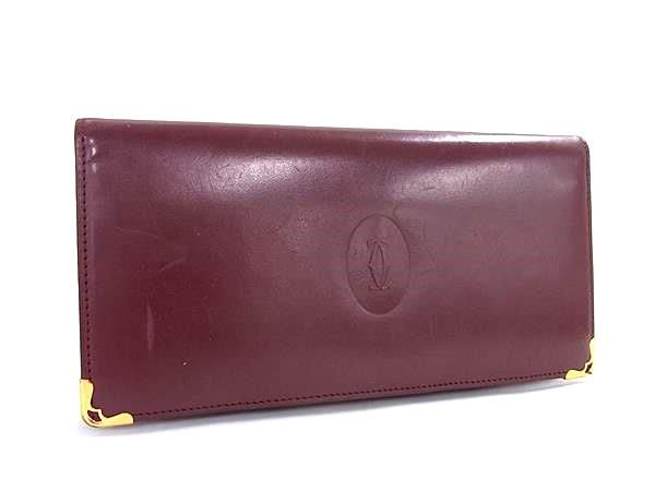 未使用級　箱付き　Cartier カルティエ　長財布　マストライン　ボルドー Cartier カルティエ マスト ボルドー 長財布 札入れ レディース レザー