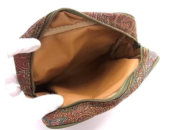 □美品□ ETRO エトロ キャンバス×レザー ペイズリー柄 メイクポーチ