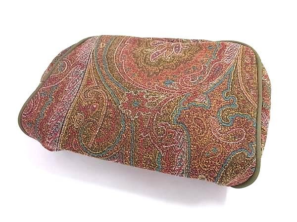□美品□ ETRO エトロ キャンバス×レザー ペイズリー柄 メイクポーチ