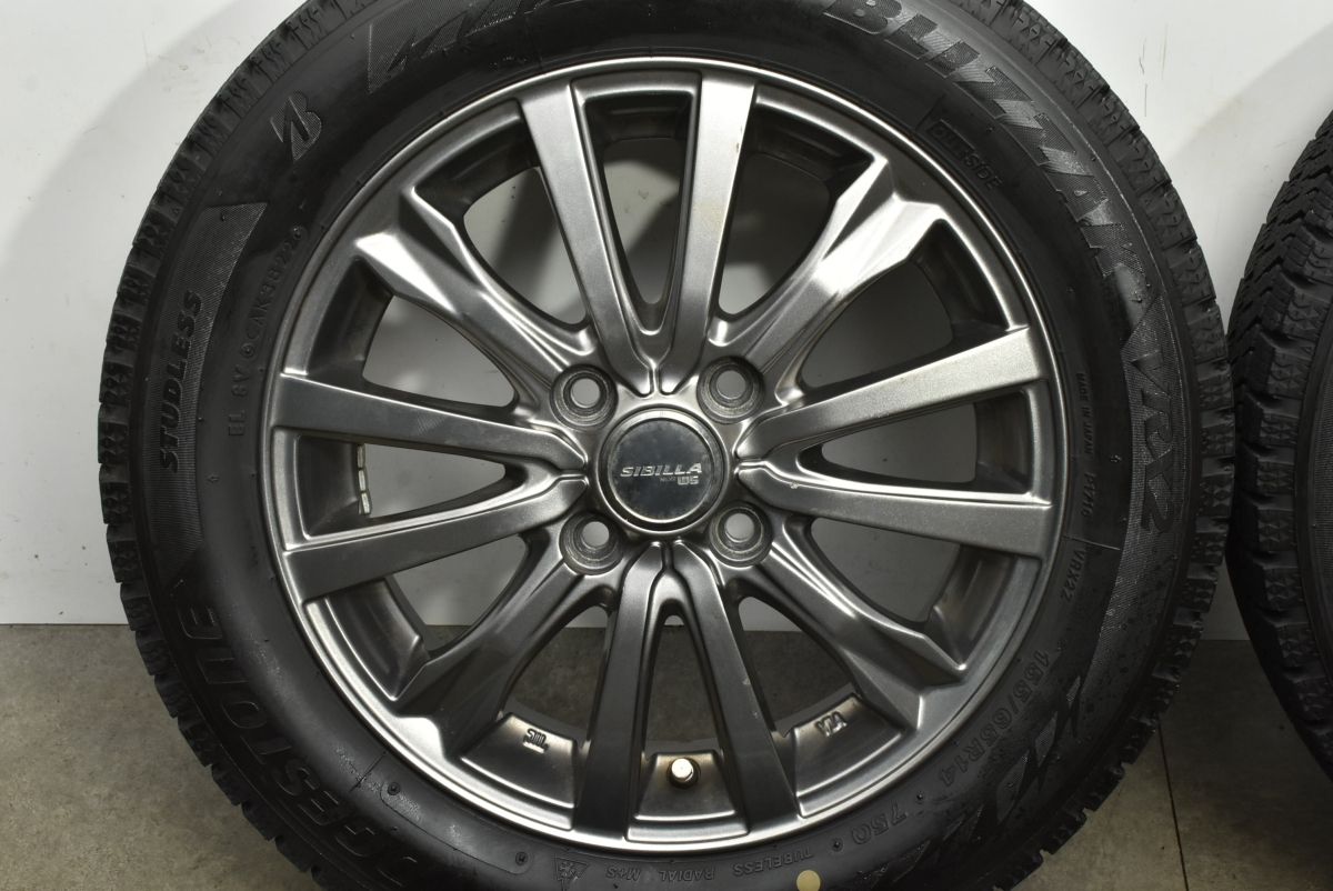  バリ溝 シビラ 14 in 4.5 J 45 PCD 100 ブリヂストン ブリザック VRX 2 155|65 R N-BOX デイズ ルークス アルト ワゴンR ムーブ タント 14インチ タイヤ ホイールセット