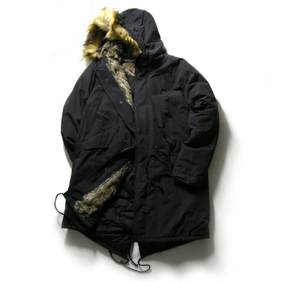 KIFFE キッフェ 取り外し ファー付き M-51 中綿 モッズコート フード付き コート ブラック ｜ 秋冬