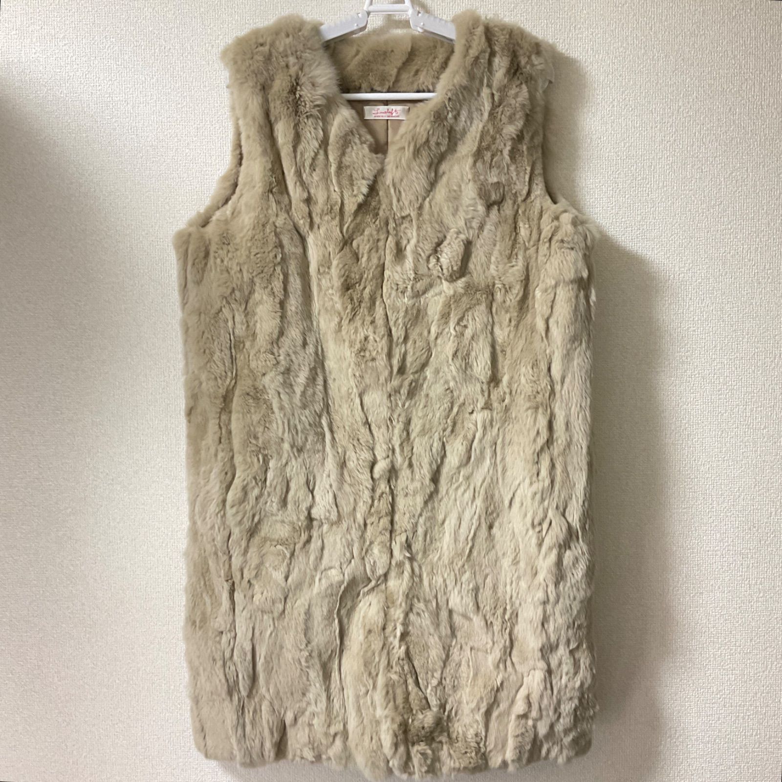 Luxluft ルクスルフト ラビットファー リアルファー ベスト ジレ ファーベスト ベージュ サイズ38 Aランク 6_209