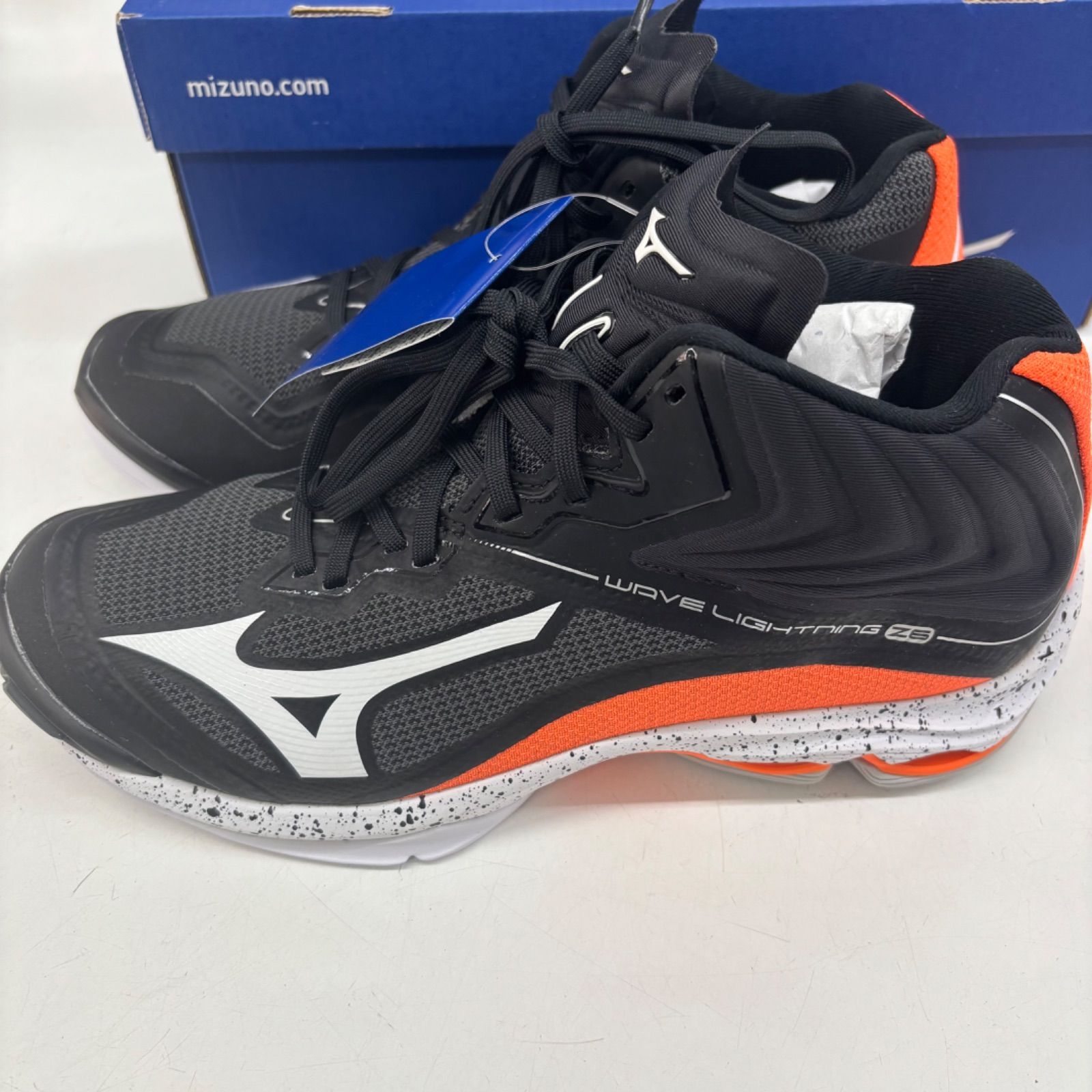 Mizuno Wave Lightning Z6 バレーボールシューズ　25.0 Mizuno Tênis de vôlei masculino Wave Lightning Z6, Branco - azul