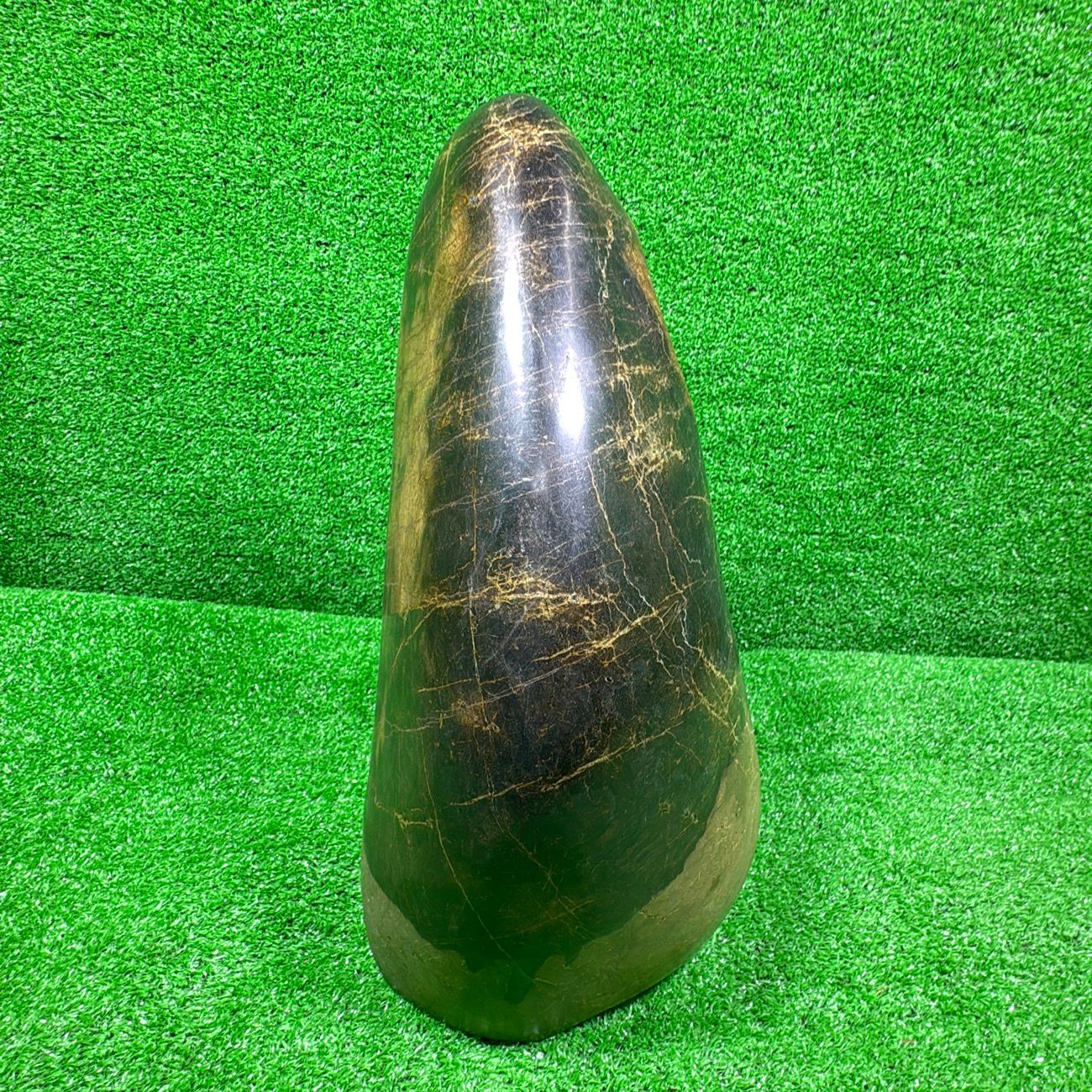 一点物】天然石 鑑賞石 磨き石 置物 オブジェ 黒 金 模様