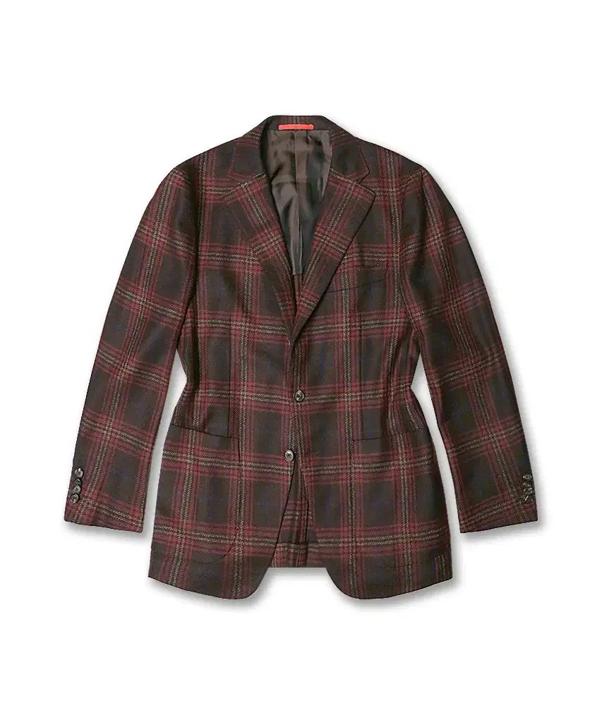 イザイア Isaia ラナウール カシミア CHECK ラグジュアリー スポーツ ジャケット バーガンディ