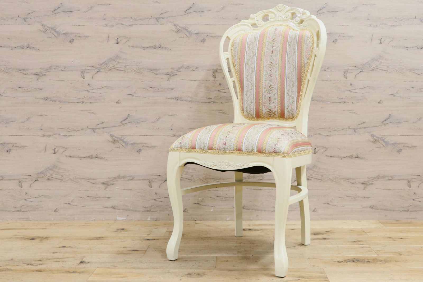 ○ダイニングチェア アームレスチェア 椅子 木製 ファブリック ドレッサー 猫脚 ヨーロピアン ロココ アンティーク調