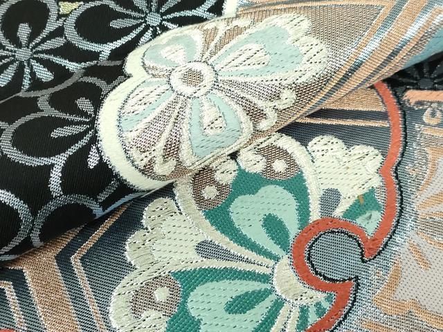 平和屋着物○極上 西陣 川島織物 六通柄 本袋帯 唐織 雪輪花菱文 金