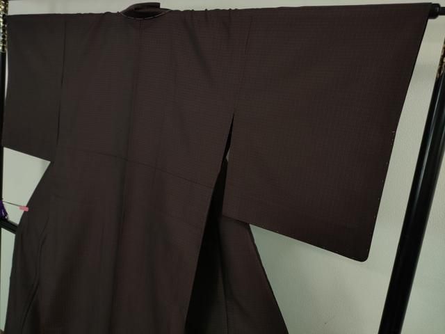  平和屋着物▽ 上 お召 単衣 黒鳶色 京都きもの友禅扱い ♥ kh 6 紬 着物