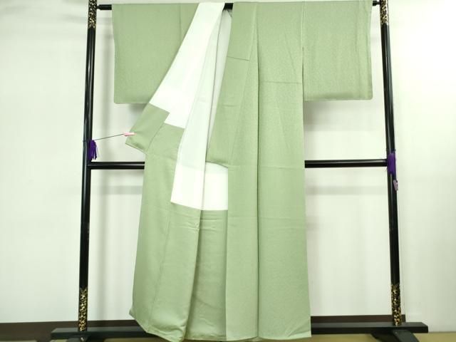  平和屋着物● 上 色無地 菊地紋 裏葉柳色 ♥ kh 6 色無地 着物
