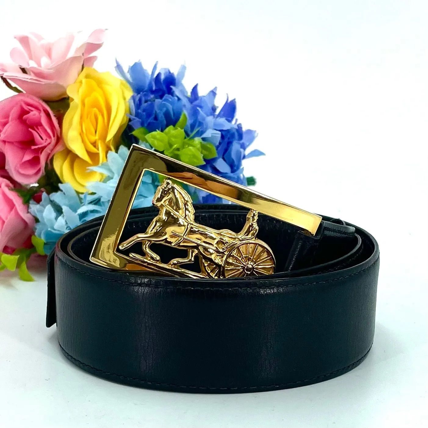 セリーヌ ベルト 馬車金具 ゴールド ビジネス フォーマル スーツFW 210