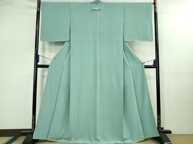 平和屋着物● 上 色無地 本草木染 白群色 反端付き ♥ kh 6