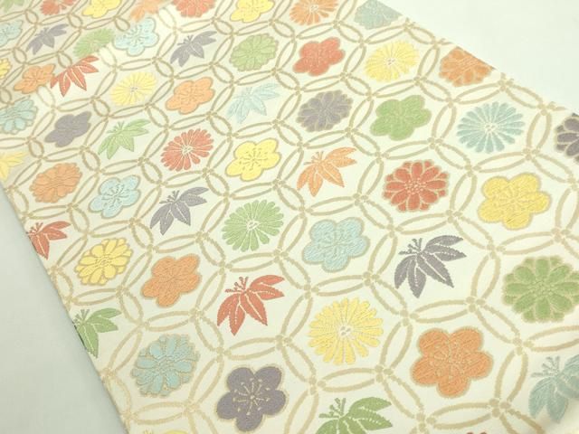 平和屋着物● 上 西陣 川島織物 九寸開き名古屋帯 唐織 七宝花文 金糸 三越扱い kh 6