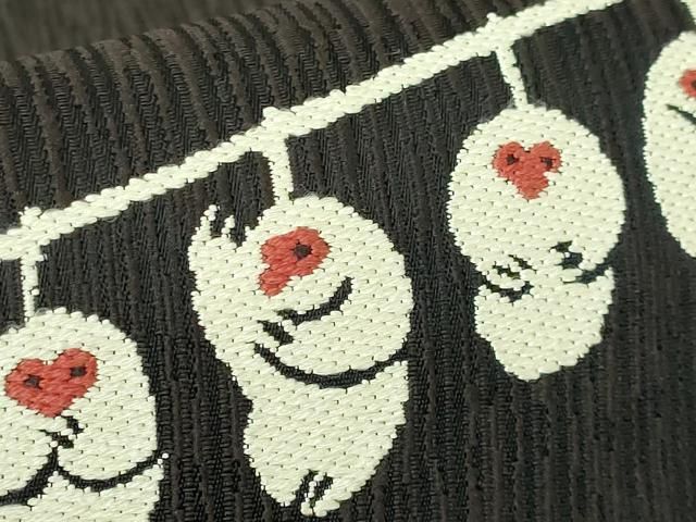  平和屋着物● 上 太鼓柄袋帯 豆ざる 黒地 金糸 kh 6 袋帯 帯