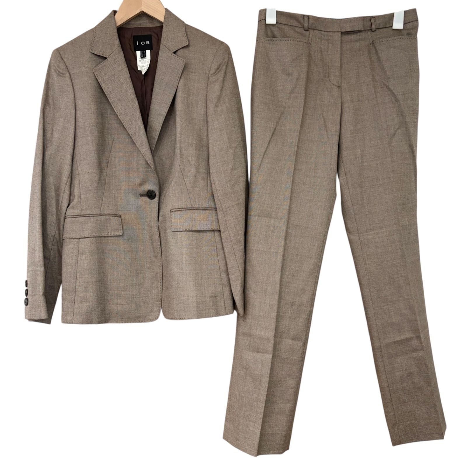 Z1717 ICB アイシービー ウール シルク パンツスーツ セットアップ