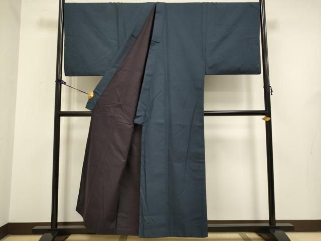 平和屋着物□極上 男性 お召 アンサンブル キングサイズ 長羽織 亀甲柄