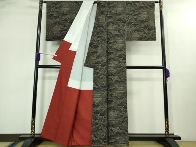 平和屋着物● 上 本場大島紬 9マルキ 名所風景文 ♥ kh 6