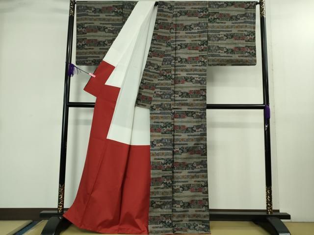 平和屋着物○極上 本場大島紬 9マルキ エ霞花文 逸品 未使用