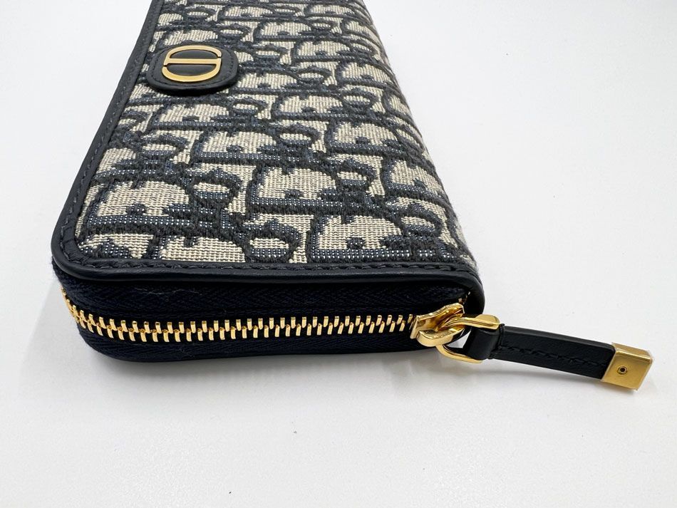 Christian Dior クリスチャン ディオール 30モンテーニュ ラウンドファスナー財布 ロングウォレット トロッター オブリーク ジャカード ネイビー