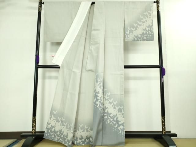 平和屋着物■極上　本塩沢　やまだ織　訪問着　染色作家　桐村博　訪問着　単衣　逸品　DZAA6820kh5 平和屋着物▽極上 本塩沢 やまだ織 訪問着 染色作家 桐村博 単衣 舞蝶