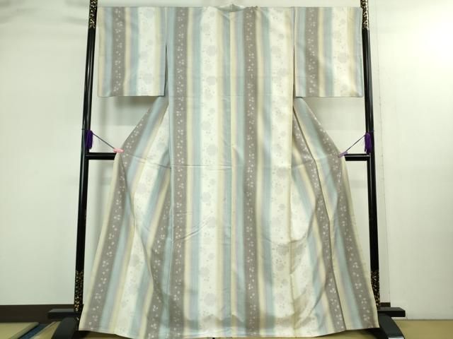 平和屋着物● 上 結城紬 80亀甲 飛び亀甲柄 雪輪間道 kh 6