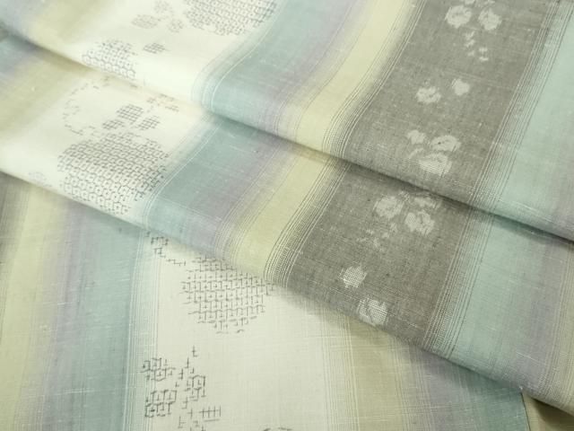 平和屋着物● 上 結城紬 80亀甲 飛び亀甲柄 雪輪間道 kh 6