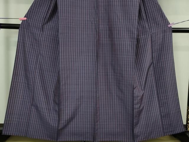  平和屋着物▽ 上 伝統工芸士 玉虫正直 米沢紬 単衣 玉虫工房 格子 証紙付き kh 6 紬 着物