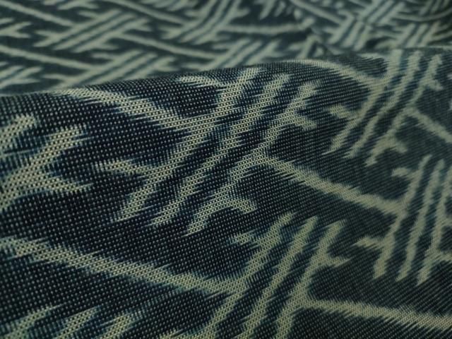 平和屋着物○極上 弓浜絣 単衣 綿 手織 村上絣織物謹製 染の近江 証紙