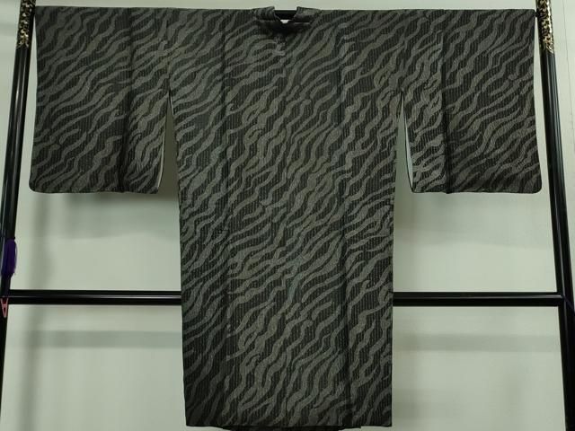 平和屋着物＃ 上 道中着 ロング丈 霞文 銀糸 銀通し地 kh 6