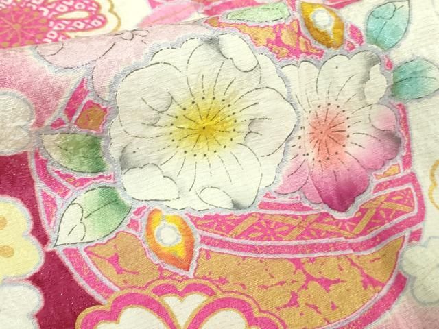 平和屋本店■極上　越後十日町の一流染匠　桐屋・翠山工房　振袖　辻が花　金通し地　逸品　DZAA7289kh5 平和屋着物○極上 越後十日町の一流染匠 桐屋・翠山工房 振袖 辻が花