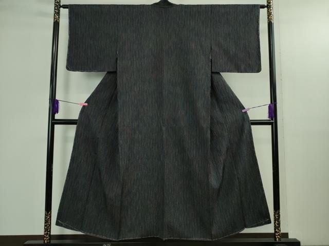 平和屋着物● 上 名門 藤娘きぬたや 総絞り 杢目絞り 藤娘大島しぼり 本場縞大島紬 井田織物謹製 証紙付き ♥ kh 6