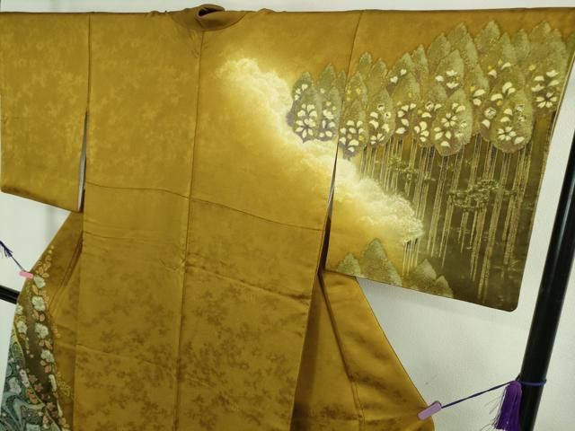平和屋着物○極上 吉乃一廉 幻の辻が花 訪問着 黄橡色地 暈し染め 金彩