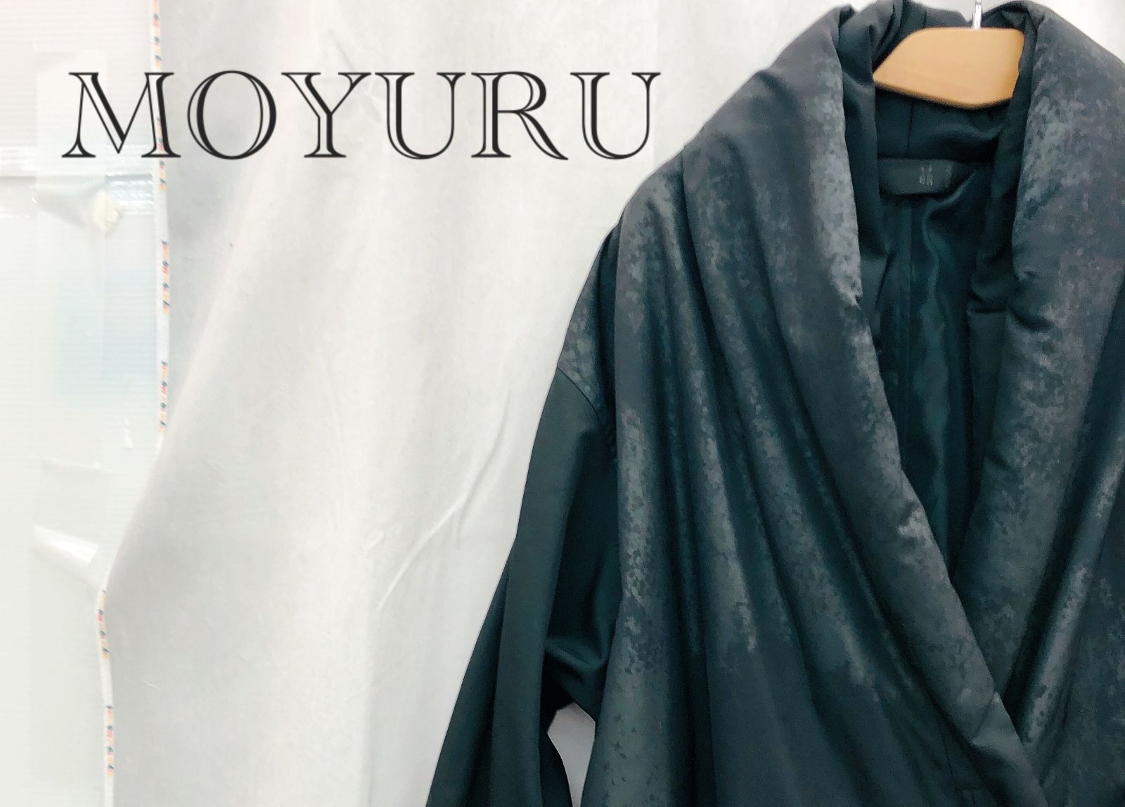 萌 MOYURU モユル コート ロング アウター レディース 38 ブラック グレー グラデーション柄 ファッション