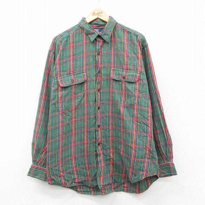 XL|古着 ラルフローレン 長袖 ブランド シャツ メンズ 90年代 90 s BENFORD 大きいサイズ 緑他 チェック spe 25 nov 18