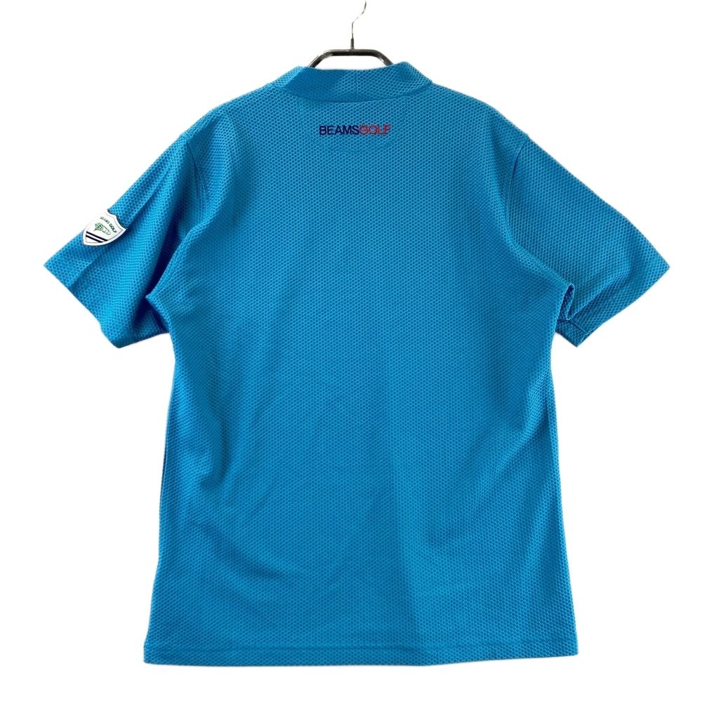 サイズ L BEAMS GOLF ビームスゴルフ 2025年モデル ワッペン付き ハイネック半袖Tシャツ ブルー系 ゴルフウェア メンズ ストスト