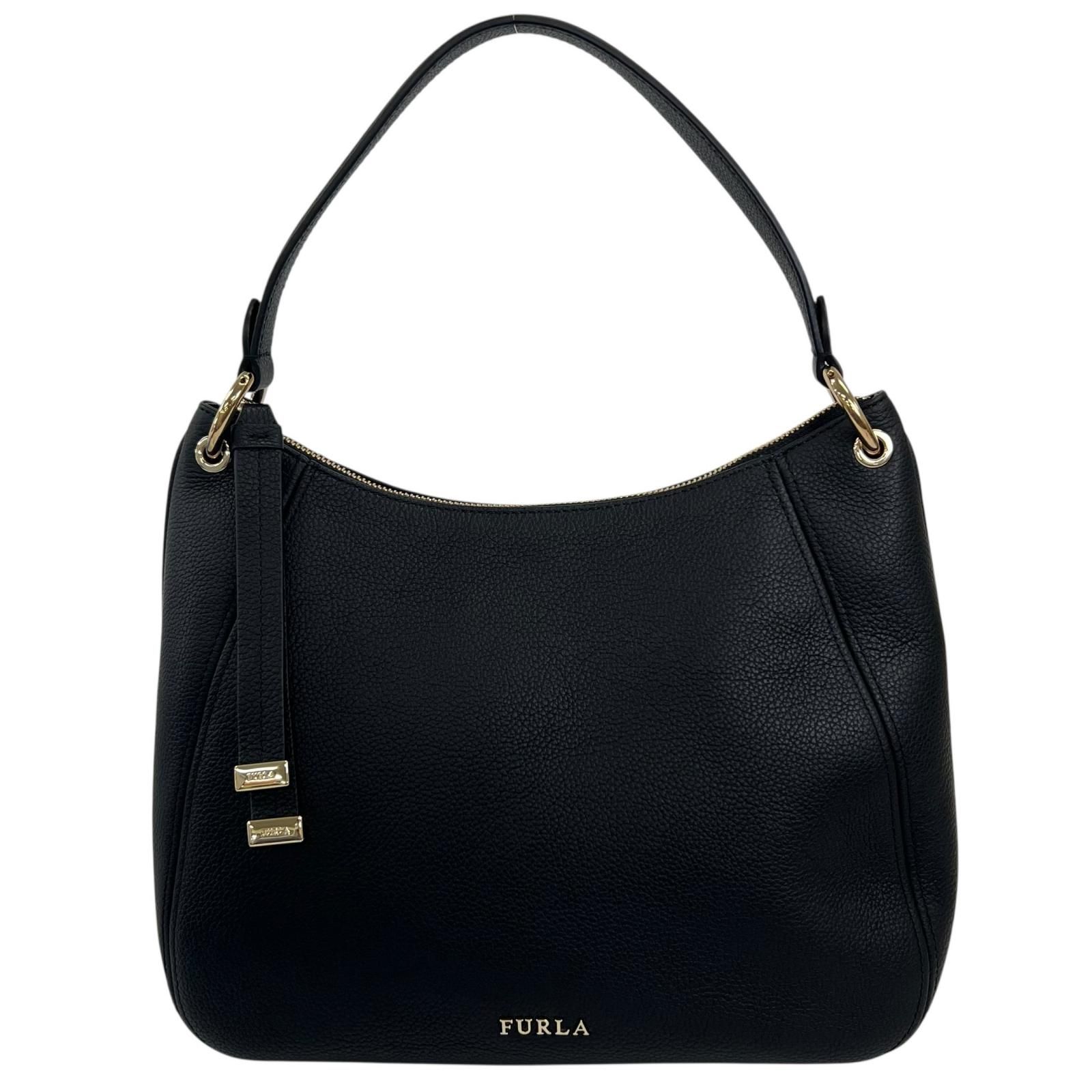 美品 Furla フルラ ショルダーバッグ レザー ブラック レディース 
