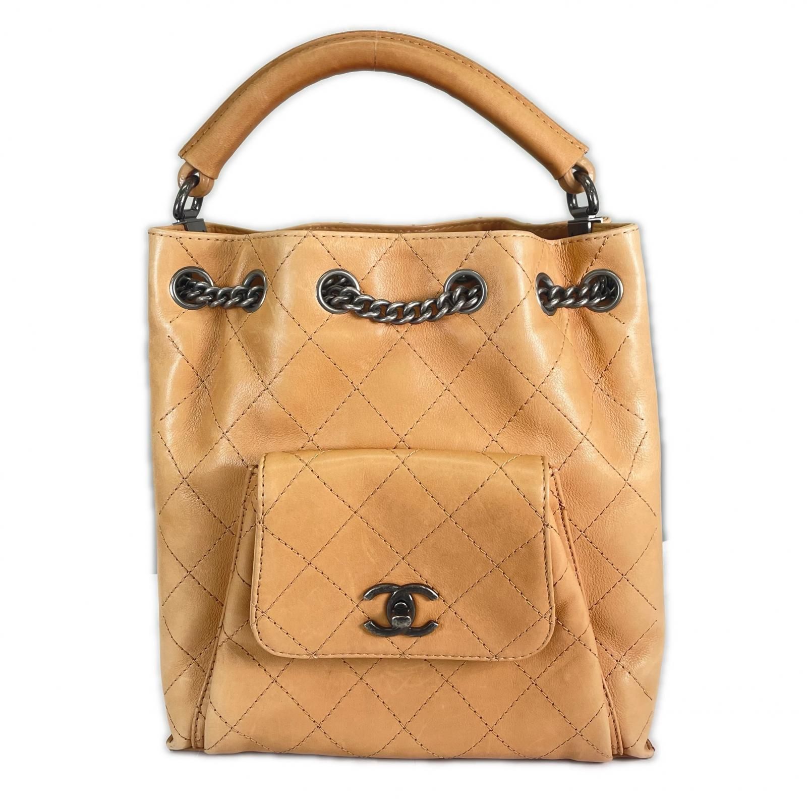 CHANEL シャネル 3 waY ココマーク 22番台 ハンドバッグ レザー ベージュ レディース