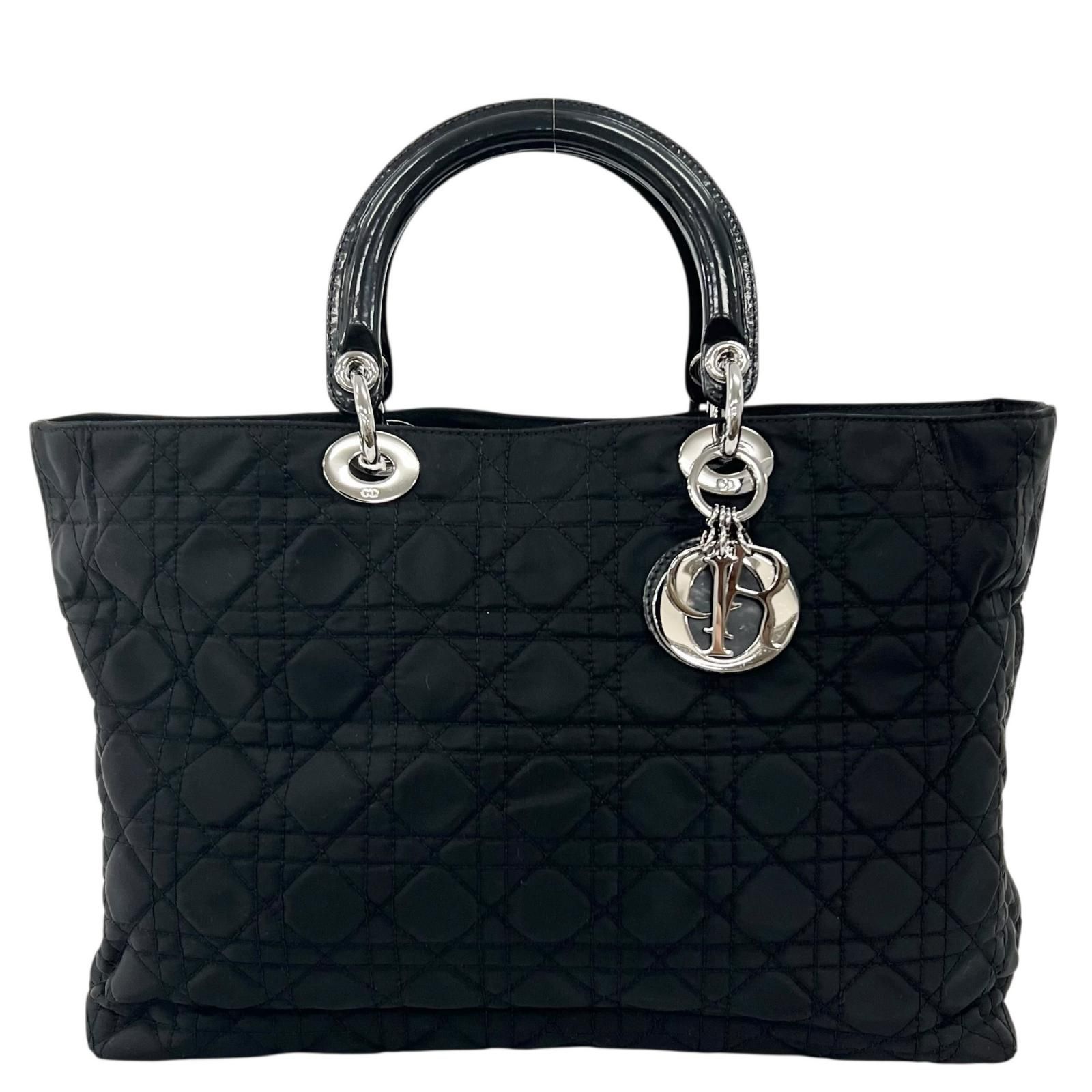 Christian Dior クリスチャンディオール カナージュ RU 0031 ハンドバッグ ナイロン ブラック レディース