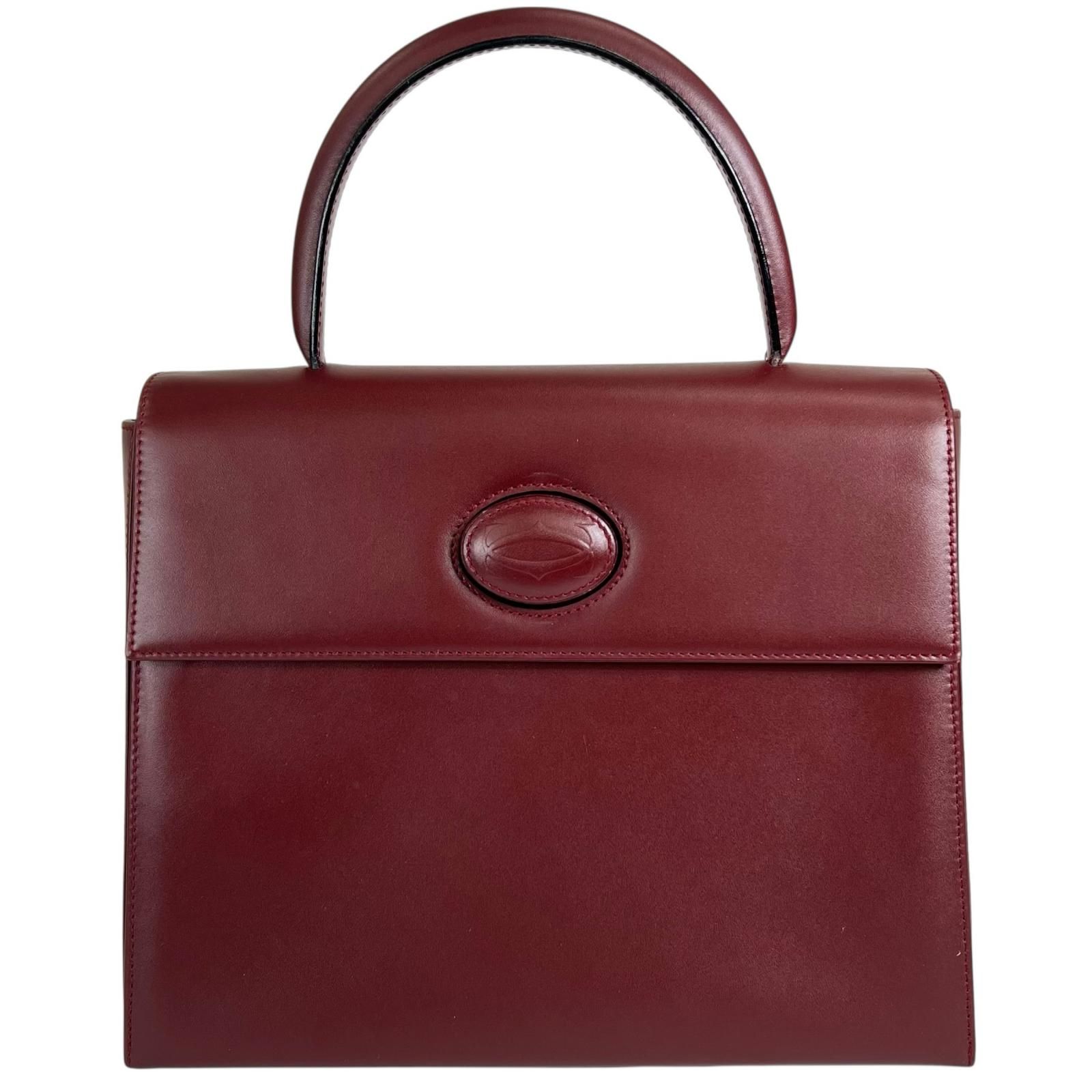 美品✨ Cartier カルティエ ハンドバッグ レザー ボルドー レディース 美品 CARTIER カルティエ マスト ドゥ カルティエ ハンドバッグ レザー