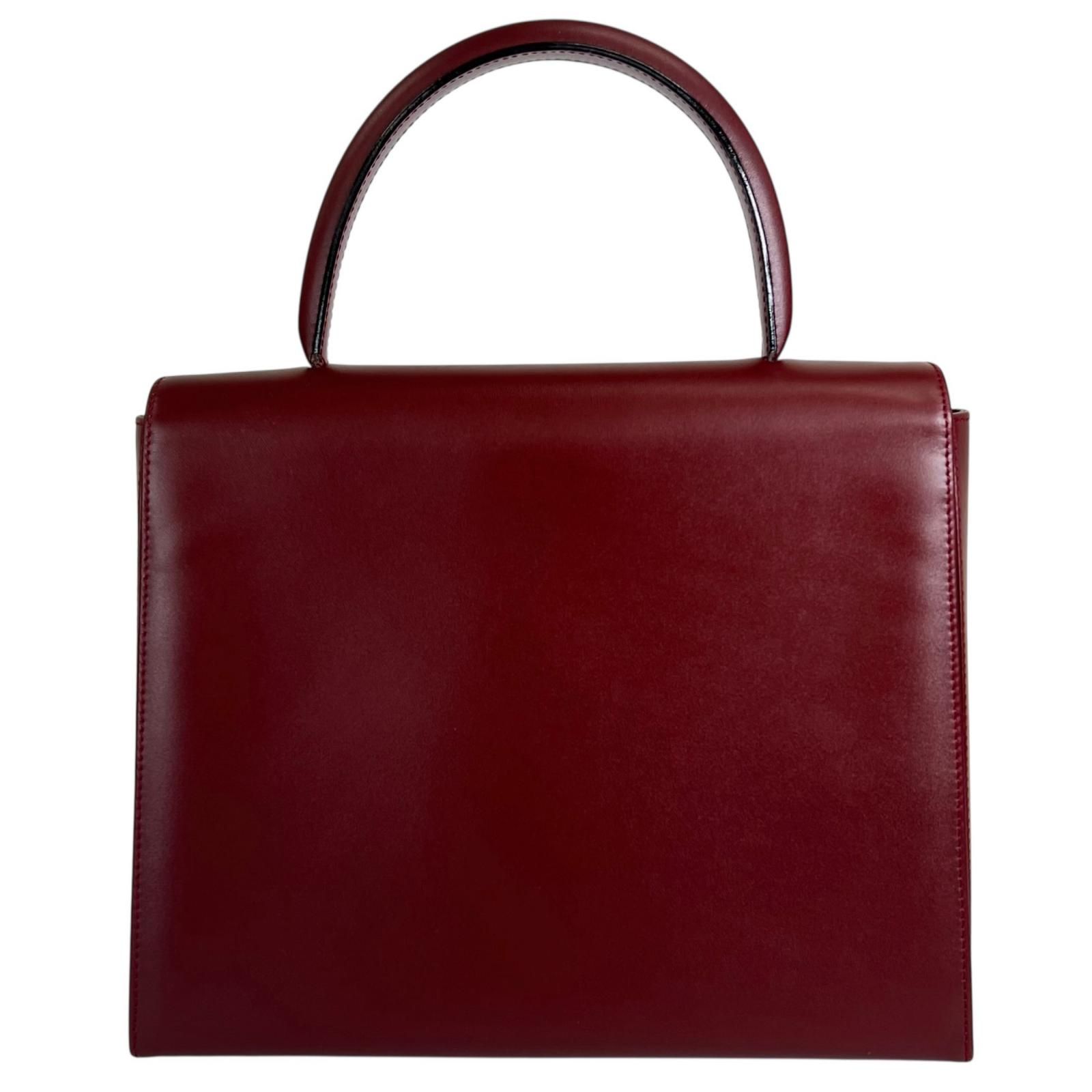 CARTIER カルティエ  ハンドバッグ レザー ボルドー 【中古】 レディース 美品 CARTIER カルティエ マスト ドゥ カルティエ ハンドバッグ レザー