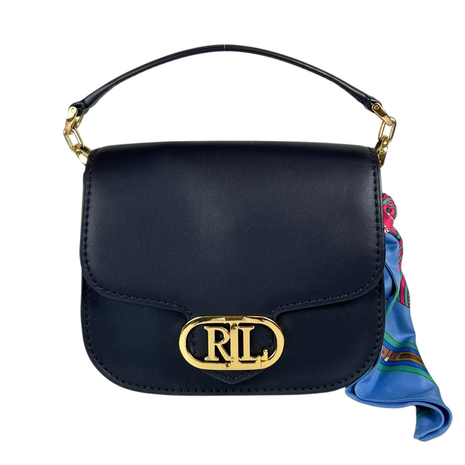 美品 RALPH LAUREN ラルフローレン ショルダーバッグ レザー ネイビー 