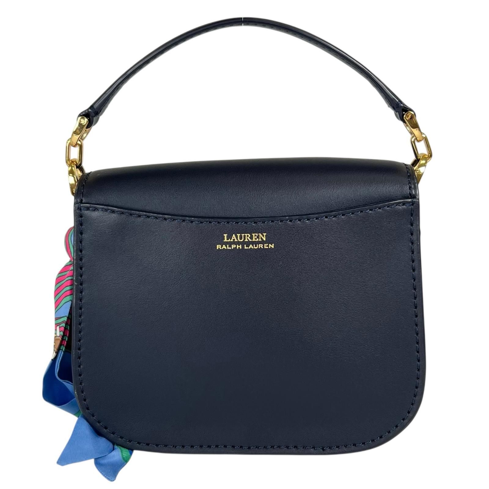 美品 RALPH LAUREN ラルフローレン ショルダーバッグ レザー ネイビー