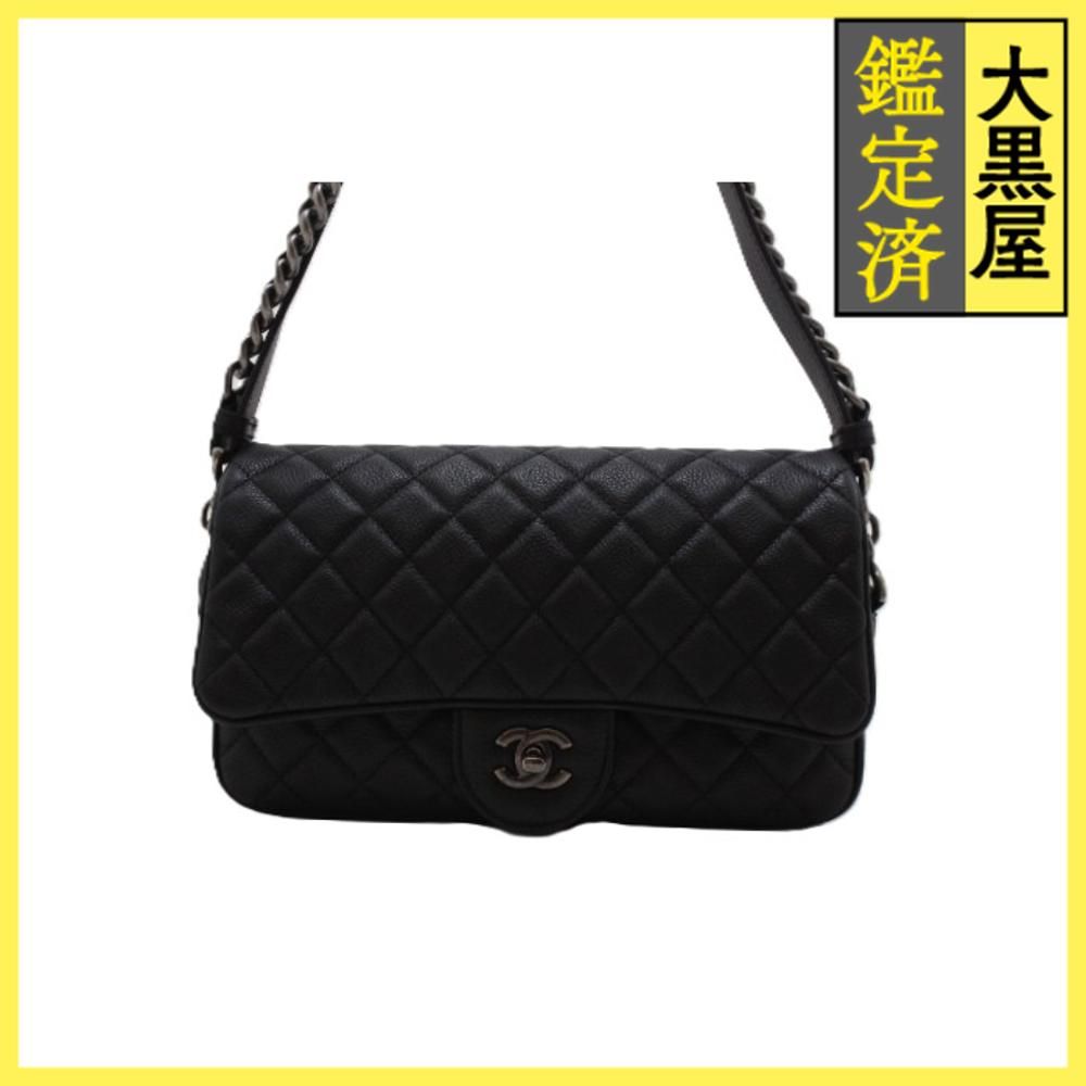 シャネル チェーンショルダー ブラック キャビアスキン 460