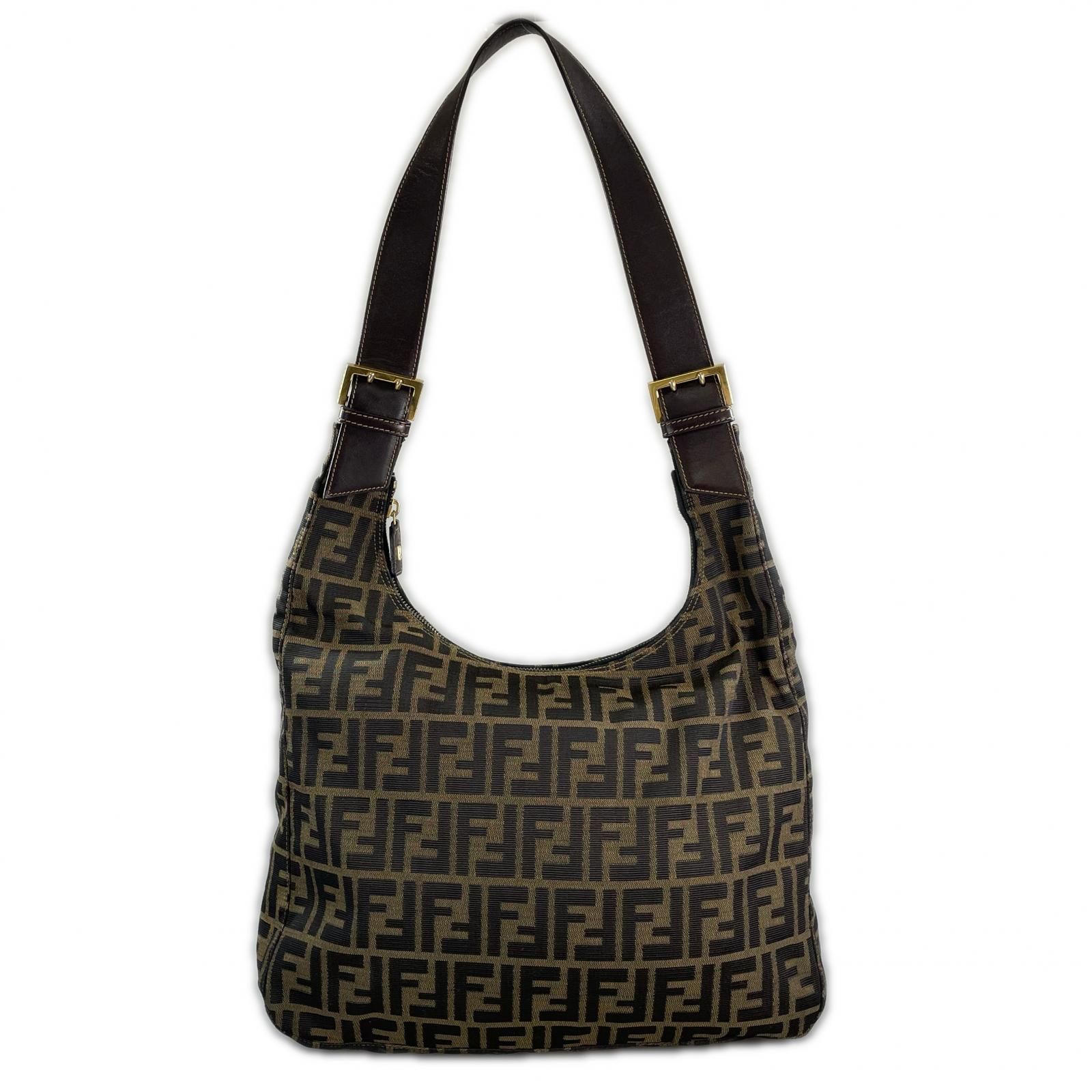 FENDI フェンディ ズッカ ワンショルダー ショルダーバッグ キャンバス ブラウン レディース ホーボーバッグ