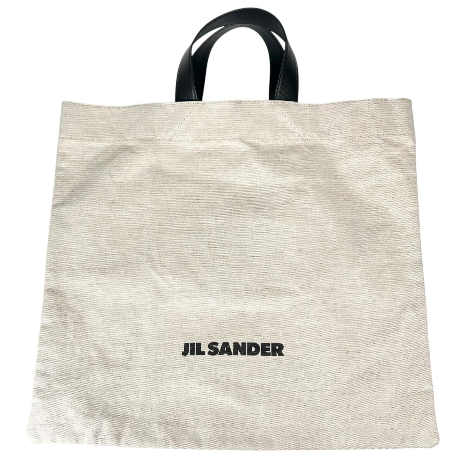 JIL SANDER ジルサンダー ブランドロゴ トートバッグ キャンバス アイボリー メンズ