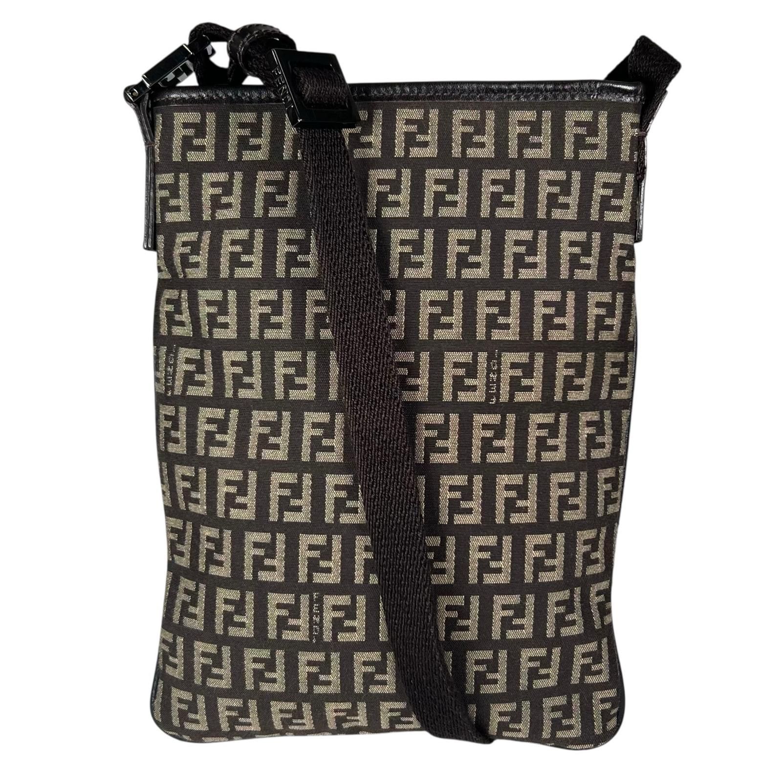 FENDI フェンディ ショルダーバッグ キャンバス|レザー ブラウン メンズ ズッキーノ