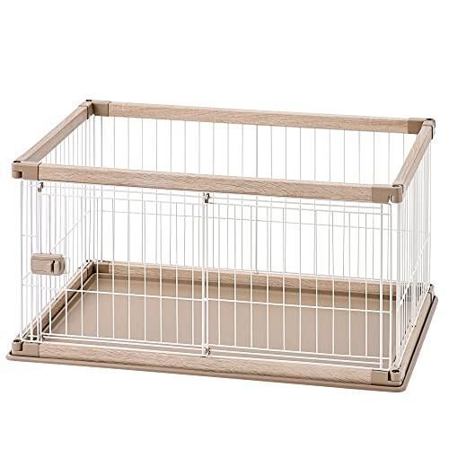 アイリスオーヤマ 犬 サークル ウッディサークル ロータイプ ライトナチュラル 小型犬用 幅97.5×奥行66.5×高さ55.5 cm PWSR-