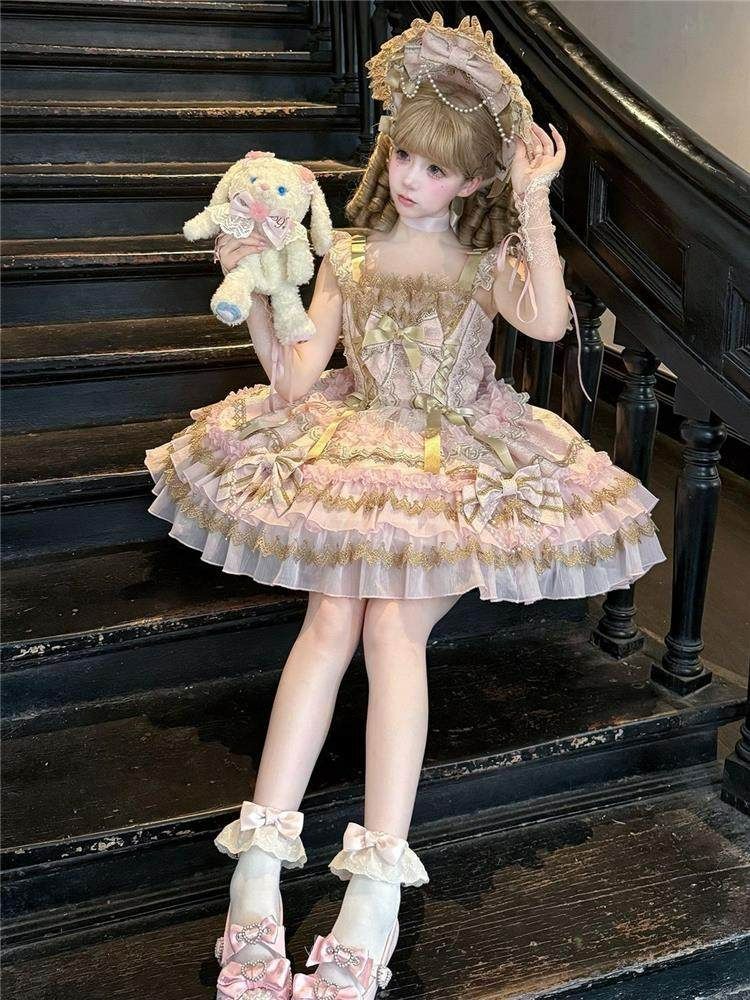 ロリータツーピース（JSK＋ボンネット）lolitaドレス コスプレ衣装
