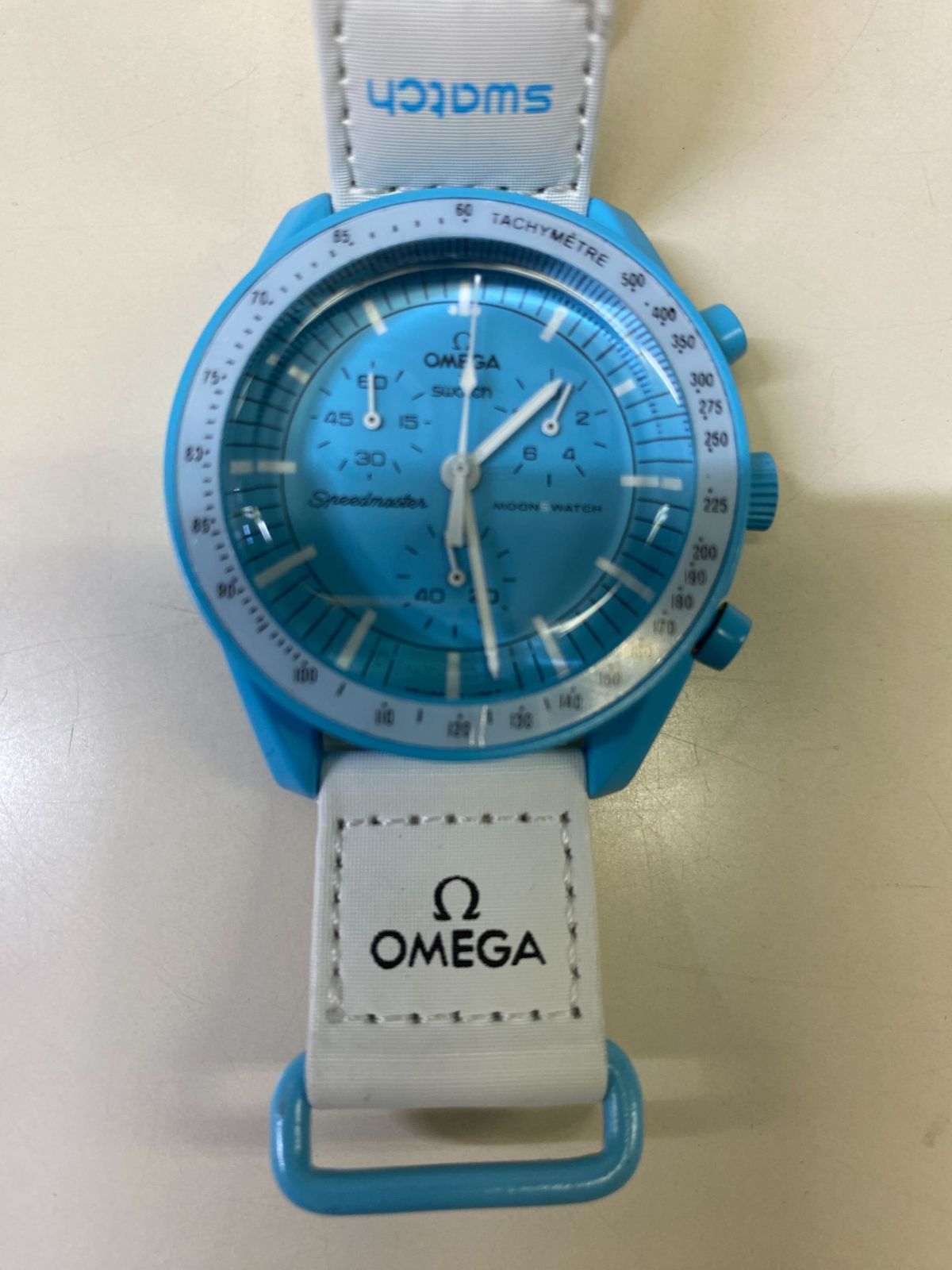 OMEGA オメガ ×SWATCH MISSION TO URANUS ウラヌス アナログ ムーンウォッチ 腕時計 ホワイト|ライトブルー