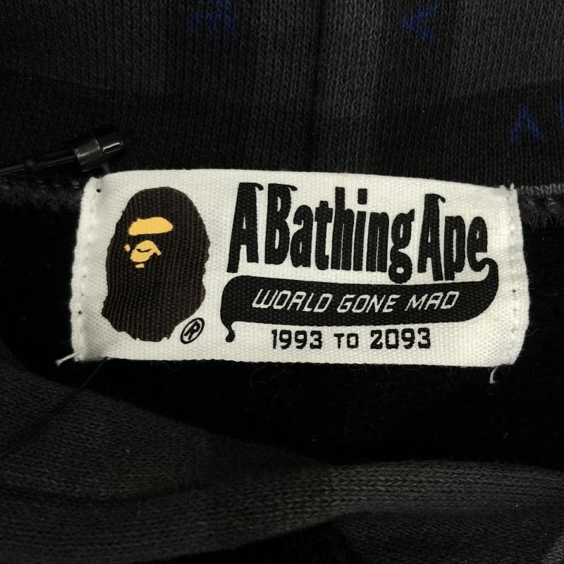 中古】A BATHING APE チェックフーディパーカー F ブラック ア