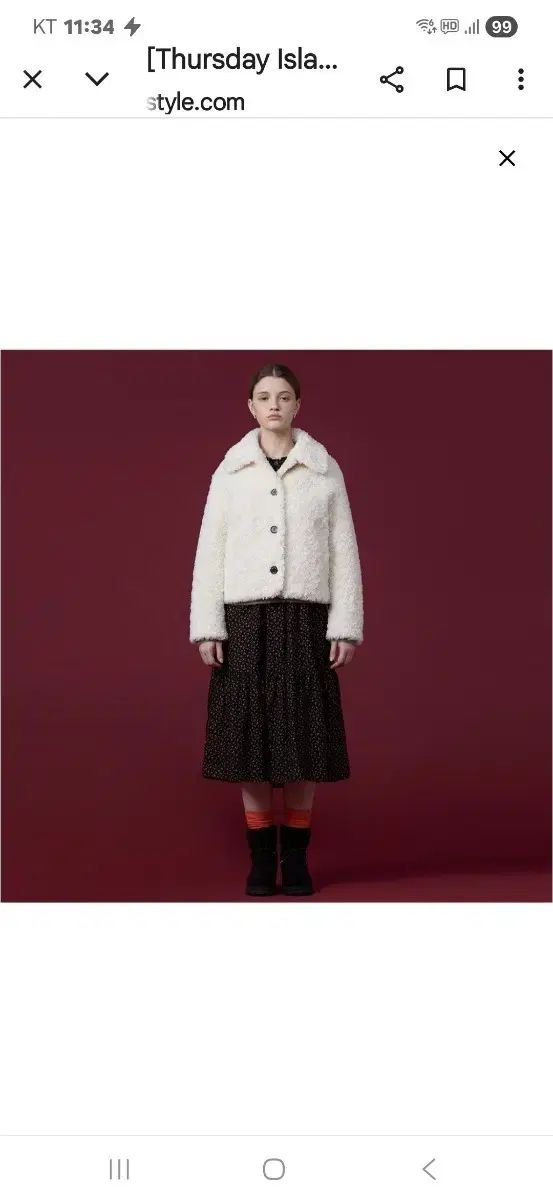 サースデーアイランド ビック襟フェイクファー ジャケット